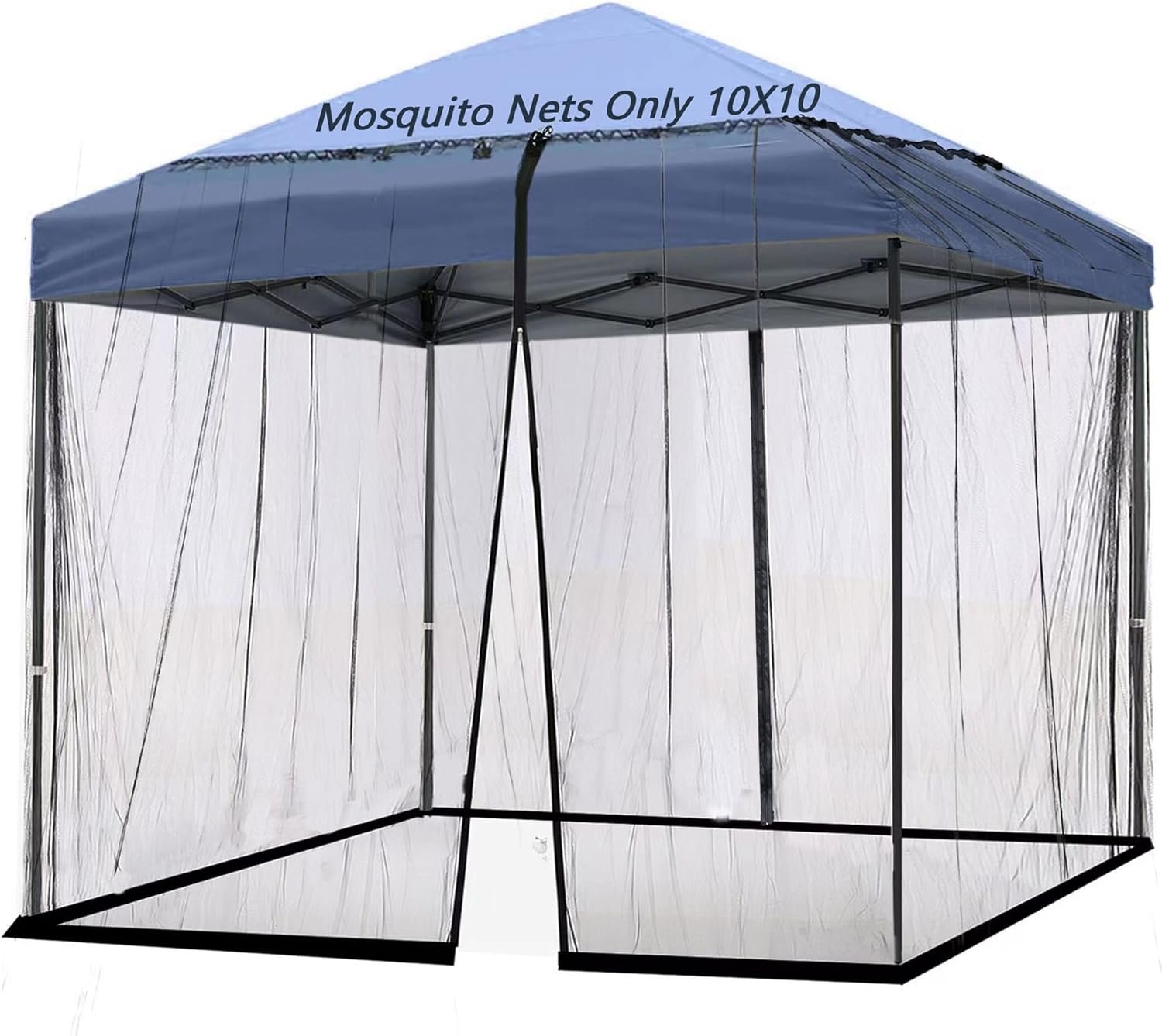 10×10 Mosquito Netting for Patio Canopy Tent/Pop Up Canopy Tent,Double Door Side Screen Easy Installation Black（Only Mosquito Net No Frame） (Around 10x10FT)