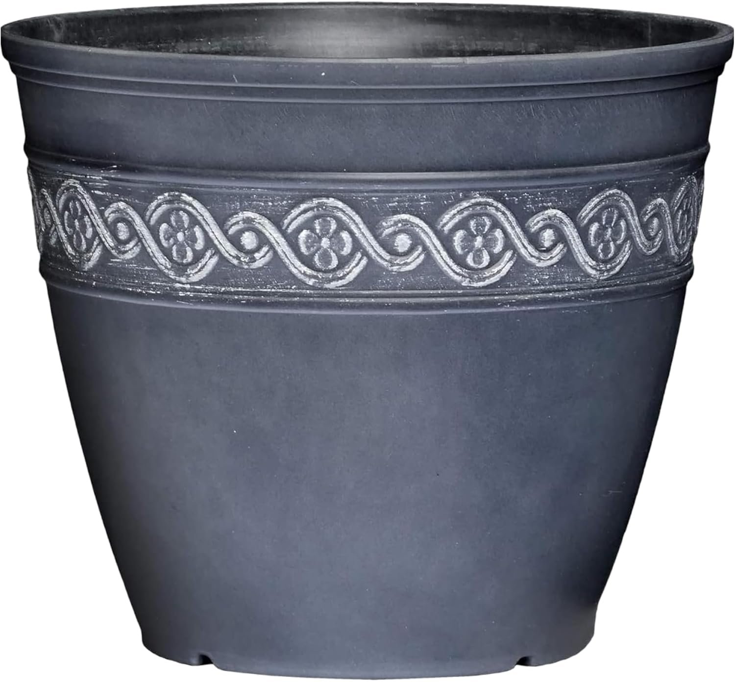 Classic Home and Garden Corinthian Resin Planter Pot – Outdoor & Indoor Plant Pot – Round Planter for Plants & Flowers (10″ Storm Gray, Pack of 1)