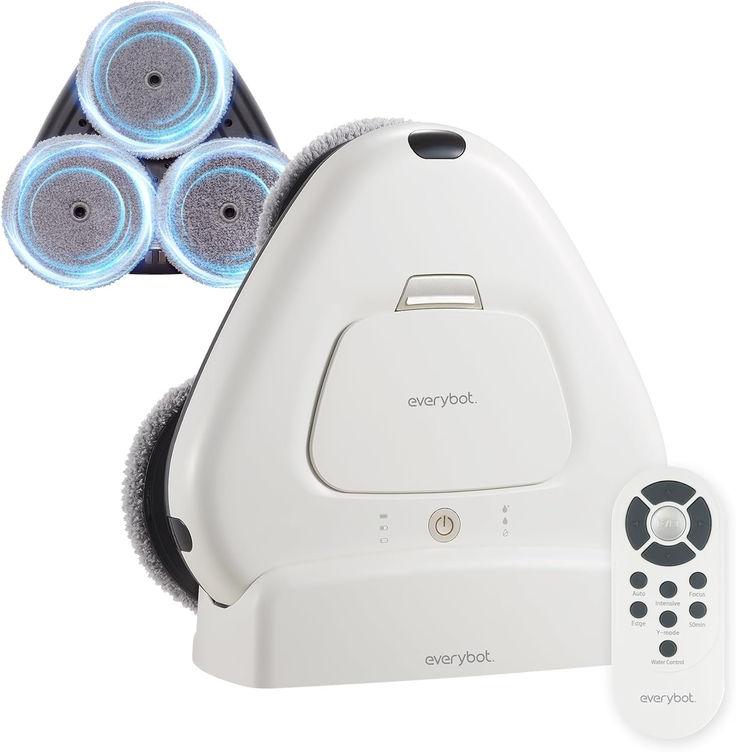 EVERYBOT Three-Spin Robot Mop for Hard Floors – Ultra-Quiet 43dB, Powerful Three Mops Wiping, Long Battery & Large Water Tank, Remote Control, Global Design Award Winner