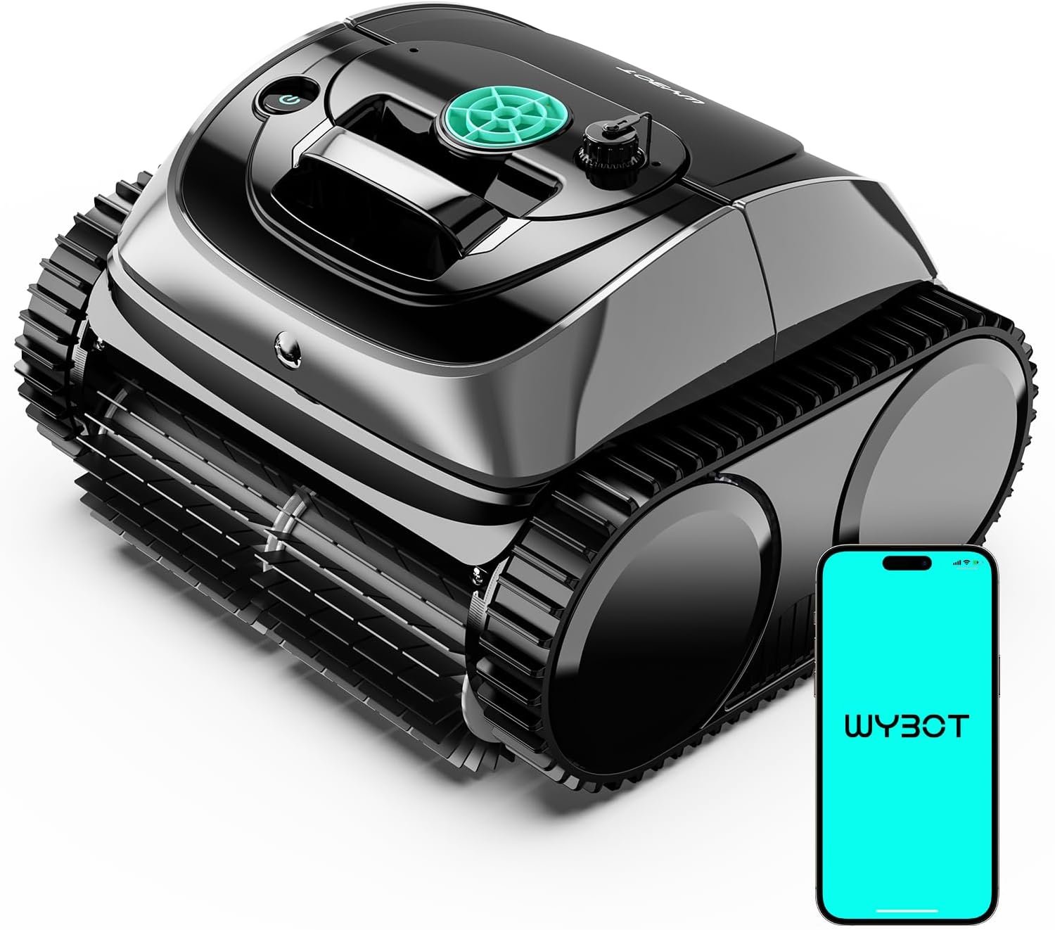 WYBOT 2026 Upgrade C1 Cordless Robotic Pool Vacuum for Inground Pools, Above Ground Smart Pool Cleaner 4-in-1 Wall & Waterline Cleaning Up to 1,621 sq.ft, 150mins App Conrol Navigation, Gray Green