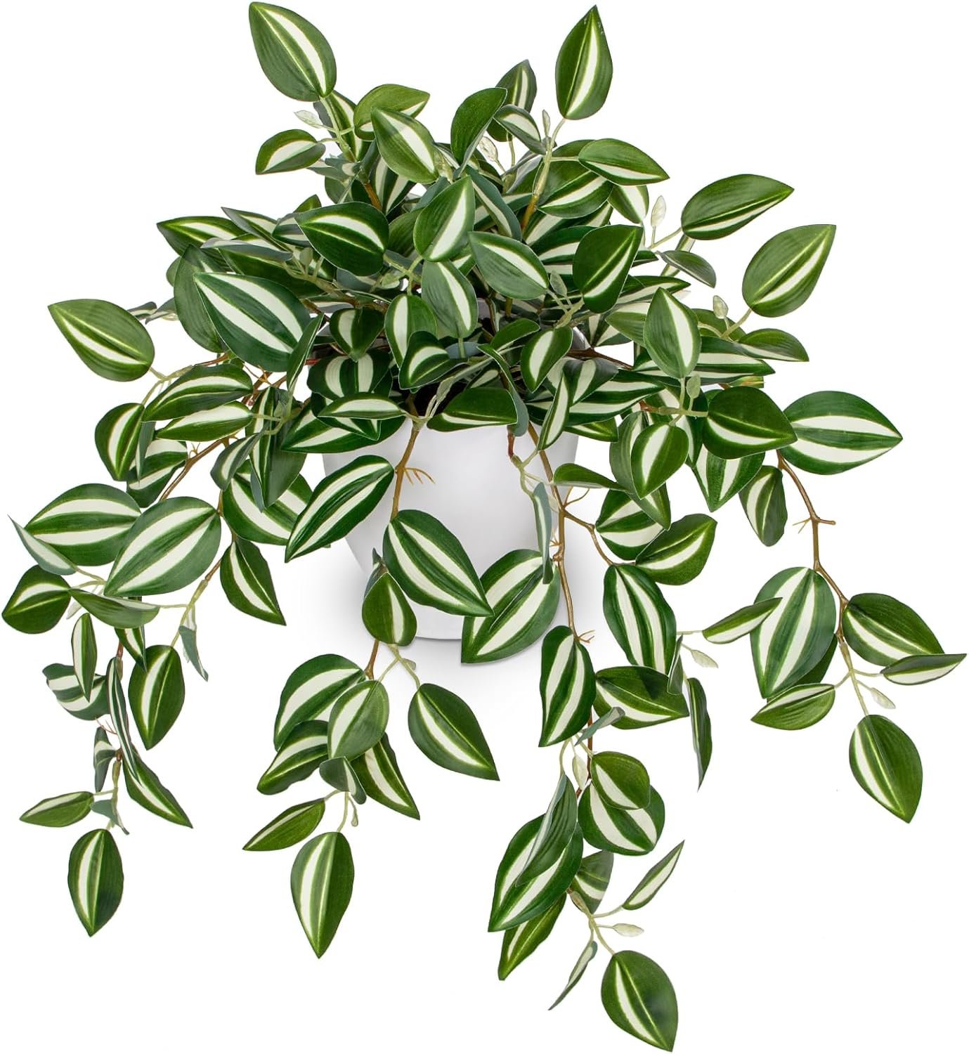 Briful Artificial Hanging Plant, Faux Watermelon Peperomia Potted Plant with Trailing Vines Realistic Fake Greenery for Shelf Bathroom Office Kitchen Home Decor