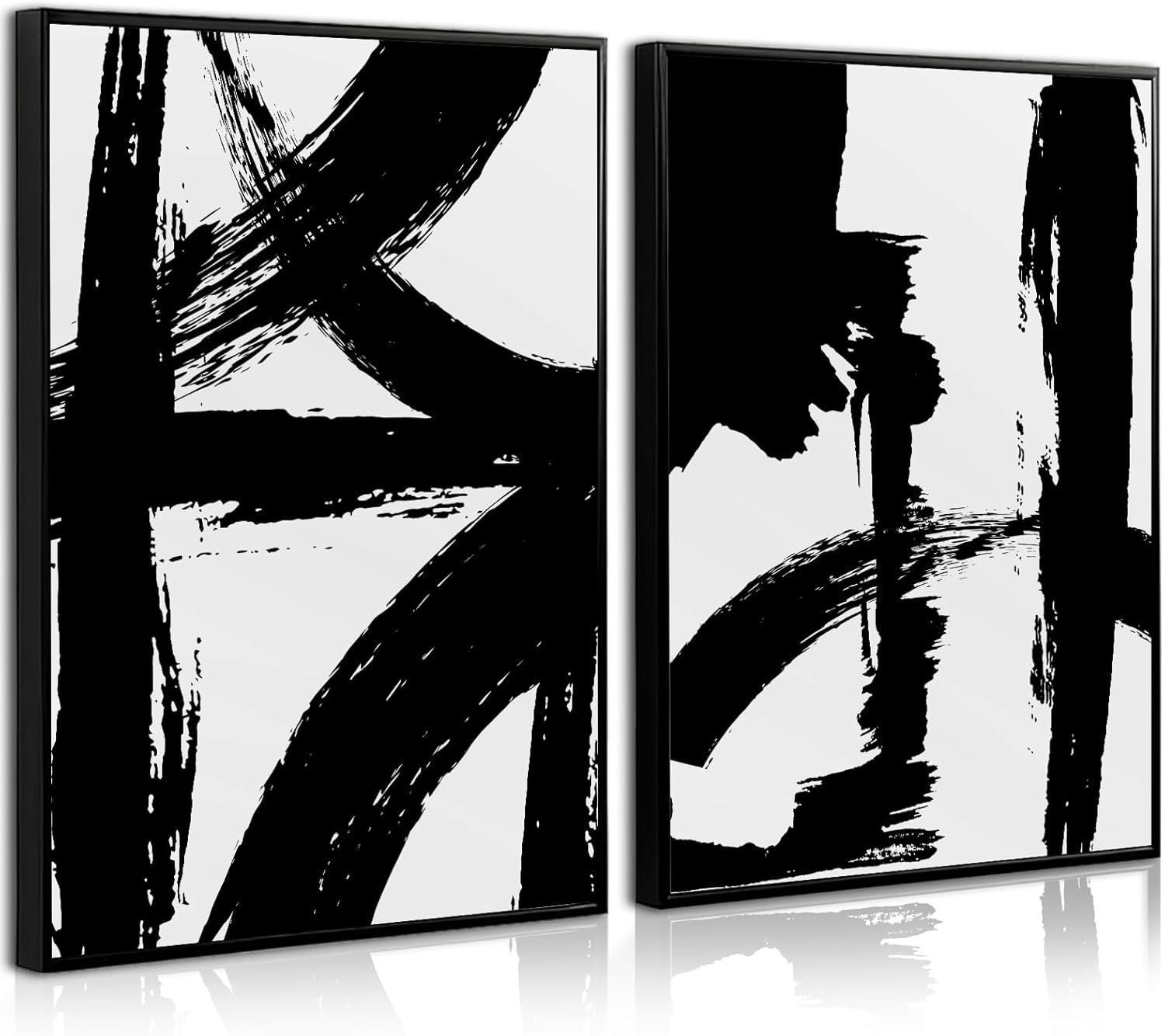 Tocliky Black and White Wall Art Abstract Modern Painting Minimalist Line Canvas Wall Art Decor Black And White Poster Abstract Artwork Prints for Living Room Bedroom 12×16 Inch Unframed Set of 2