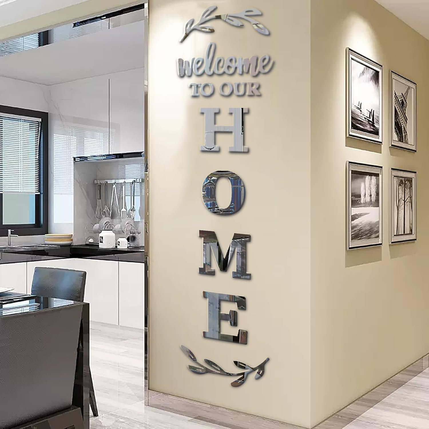 Home Wall Decor Welcome to Our Home Letter Signs – Acrylic Mirror Stickers for Living Room Bedroom Decor – Wall Decorations