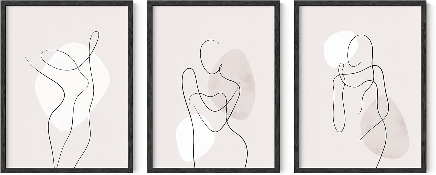 HAUS AND HUES Line Art Print – Set of 6, Feminine Paintings, Line Art Wall Decor, Body Art Work, Drawing Posters, Neutral Wall Art, Abstract Art Wall Decor, Minimalist Wall Art (Unframed 12×16)