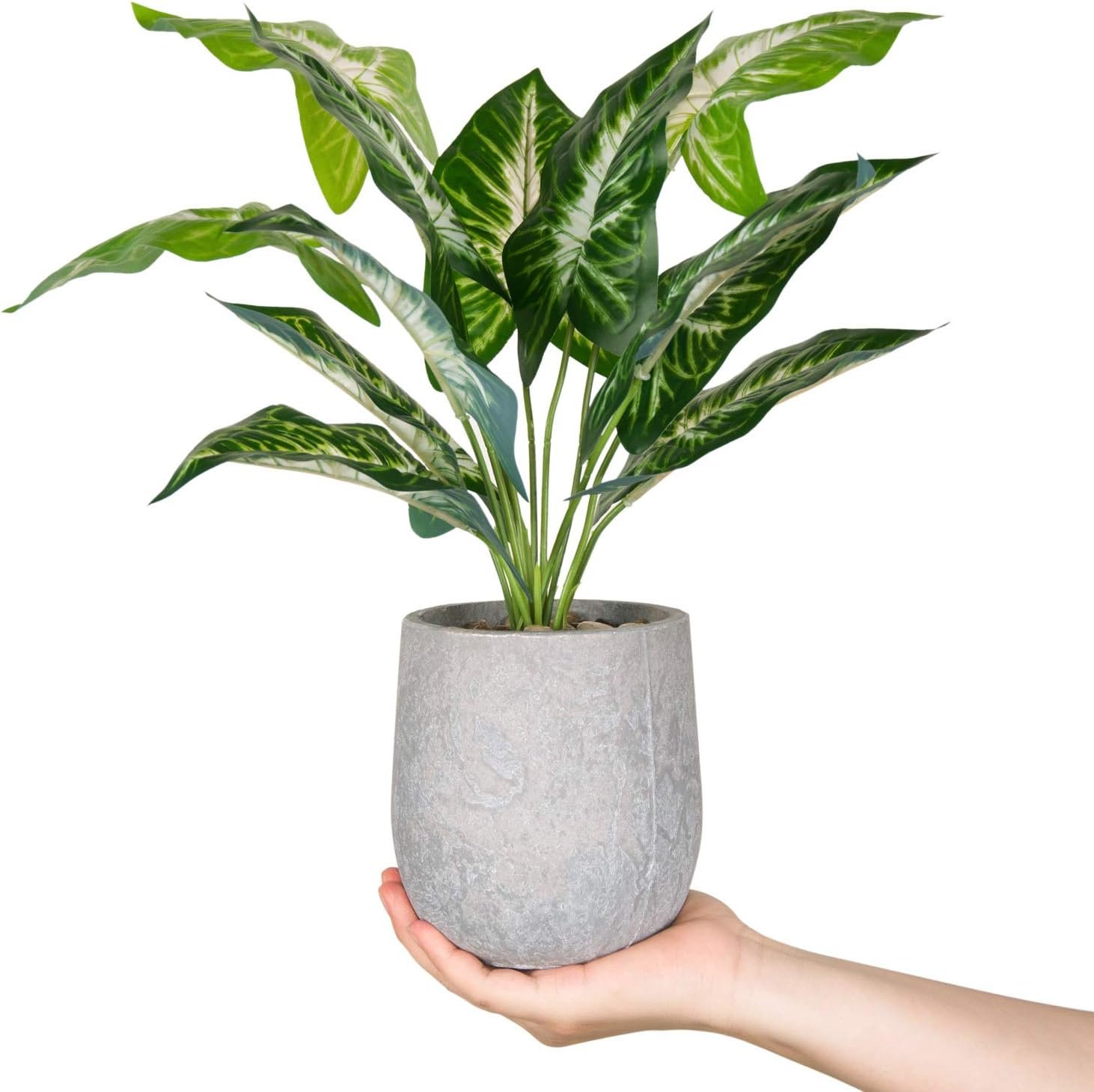 Der Rose 16” Fake Plants Artificial Potted Greenery Faux Plants for Office Desk Home Bathroom Decor