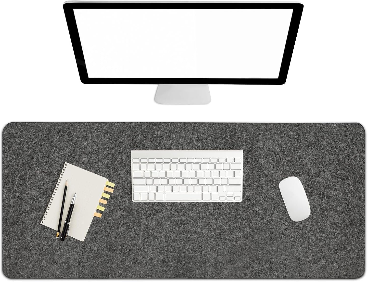 Felt Desk Mat 35.4 x 15.7 Inch, Large Desk Pad Protector for Keyboard and Mouse, Non-Slip Desk Blotter for Office & Home, Charcoal Gray Felt Mouse Pad