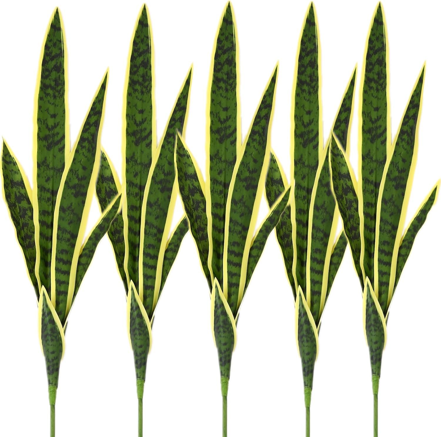 COTSEN 5 Pack Artificial Snake Plants Faux Agave Plant Fake Sansevieria Unpotted 30 inch Artificial Plants Suitable for Garden Home Office Indoor Outdoor Decoration (Yellow Green)