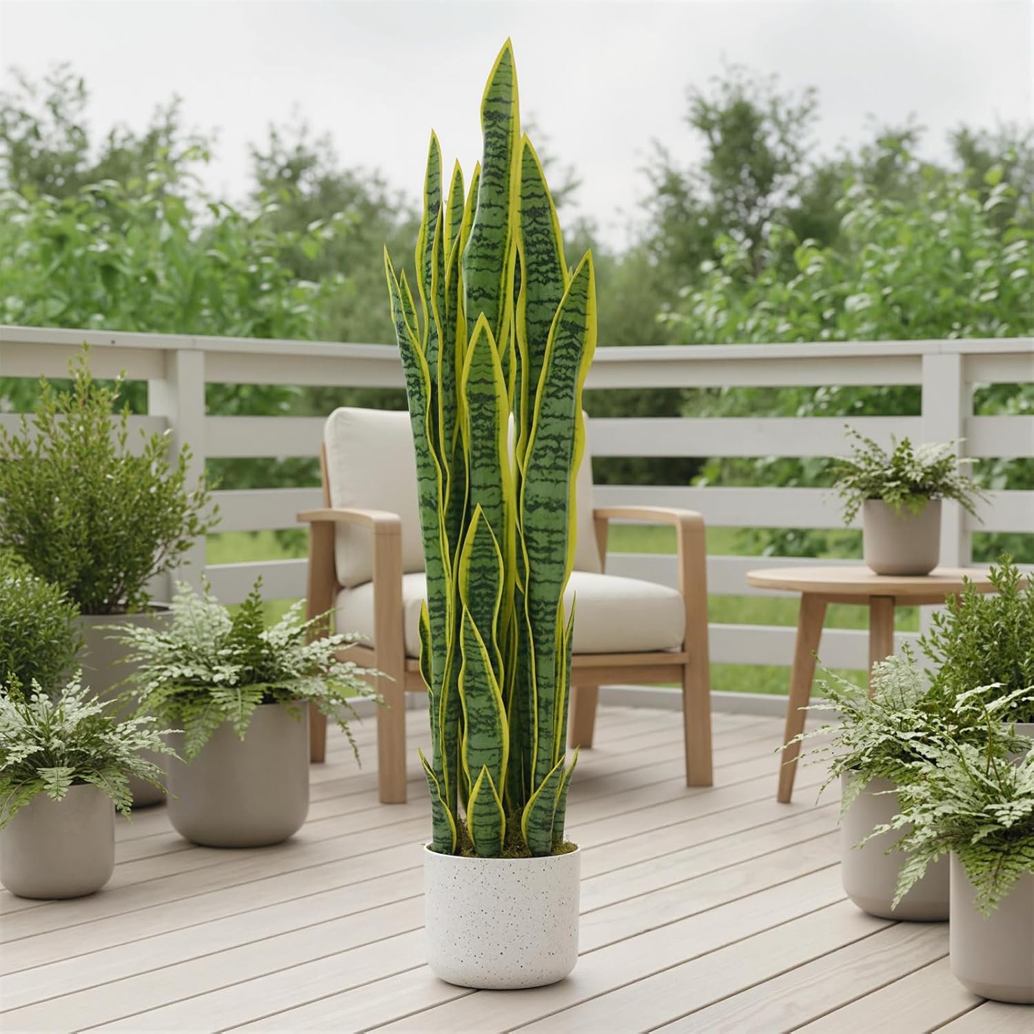 GAOMON 3Ft Fake Snake Plant with 33 Realistic Leaves Tall Artificial Faux Snake Plant Potted Fake Mother-in-Law’s Tongue Plants for Indoor Outdoor Home Office