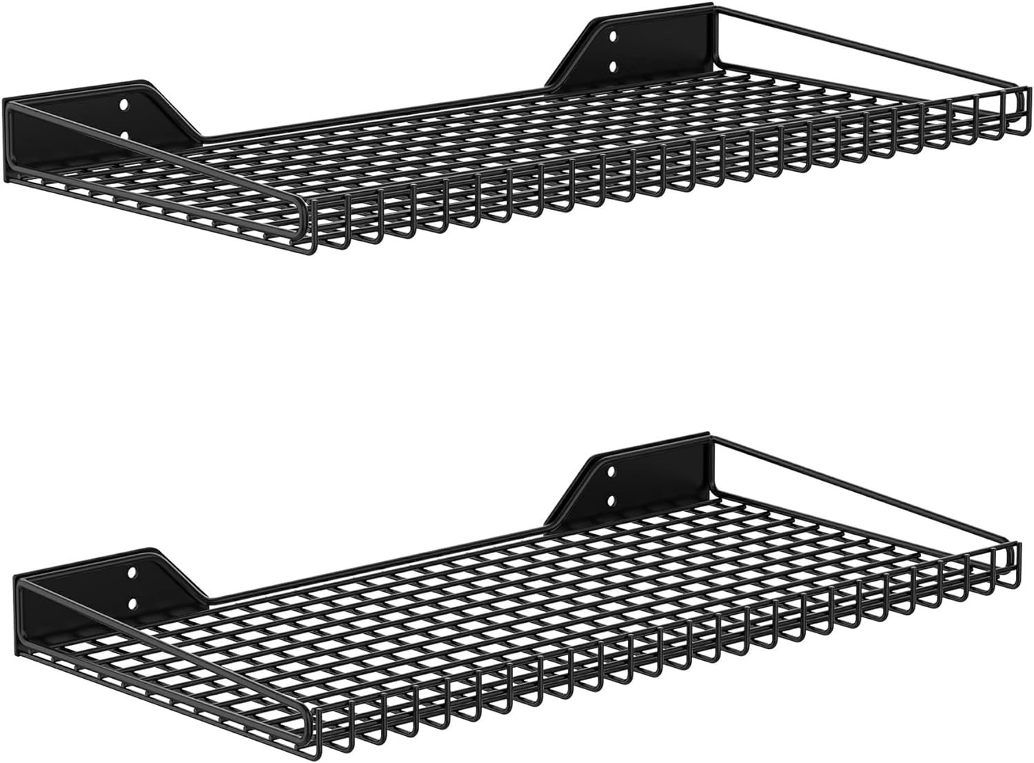 WALMANN 2 Pack Garage Wall Shelf, 23.5″ x 12″ Wall Mounted Storage Shelves for Garage, Closet, Laundry Room, Heavy Duty Wall Shelving, Holds Up to 65 lbs(Black)