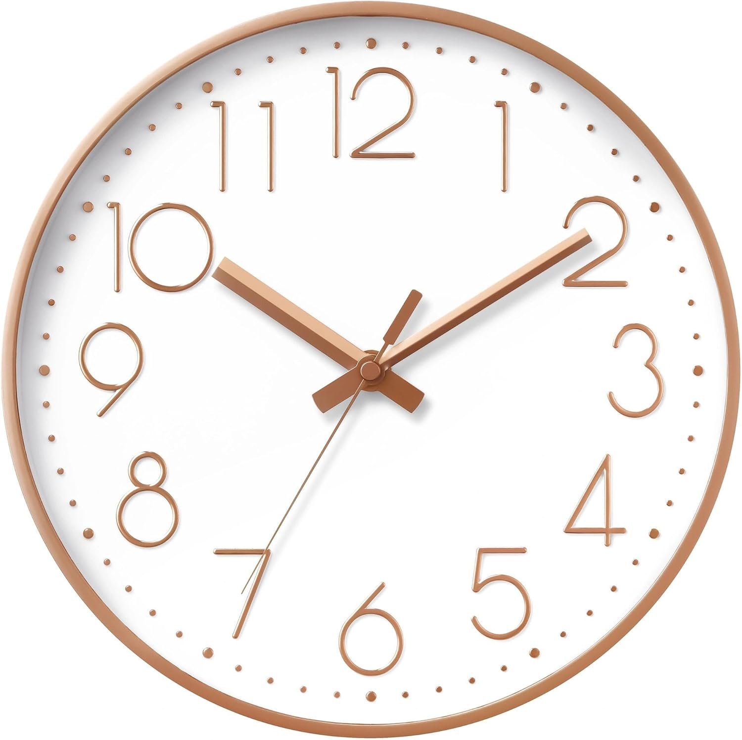 DAXSMY Wall Clock – 8 Inch Silent Non-Ticking Modern 3D Wall Clocks Battery Operated – Decorative Clock for Kitchen, Home Office, Bathroom, Bedroom(Rose Gold)