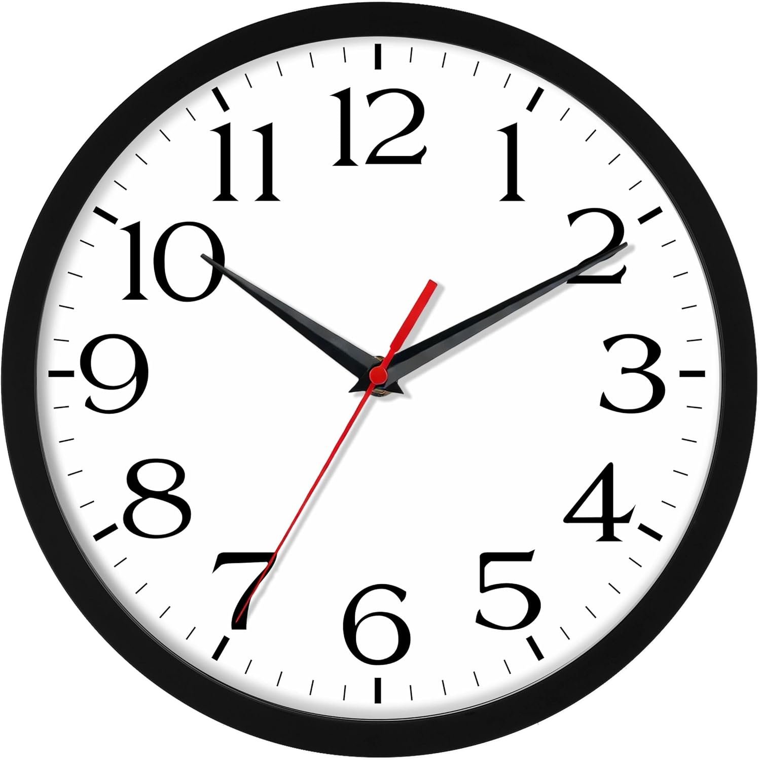 DAXSMY 8 Inch Wall Clock – Battery Operated, Silent Non-Ticking Analog Sweep Movement – Easy to Read Numbers for Home, Office, Kitchen, Classroom (Black)