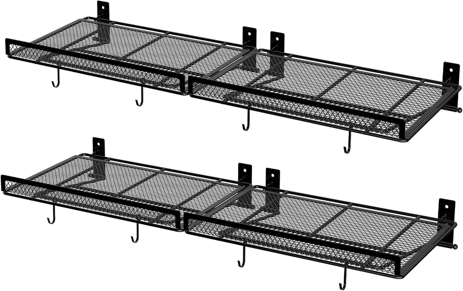 BABKAS 4 Pack Garage Wall Shelving,16.5″ x 12.2″ Garage Shelving Wall Mounted for Garage, Office,Laundry Room,Basement,Closet and Kitchen, Holds Up to 320 Lbs