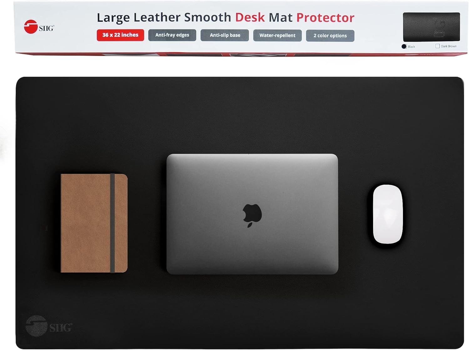SIIG Extra Large Desk Mat on top of Desk Blotter Protector – 36″ x 22″ Vegan Leather Mouse Mat for Office, Home Office, Desktop Computer, Laptop, Keyboard and Mouse – Black