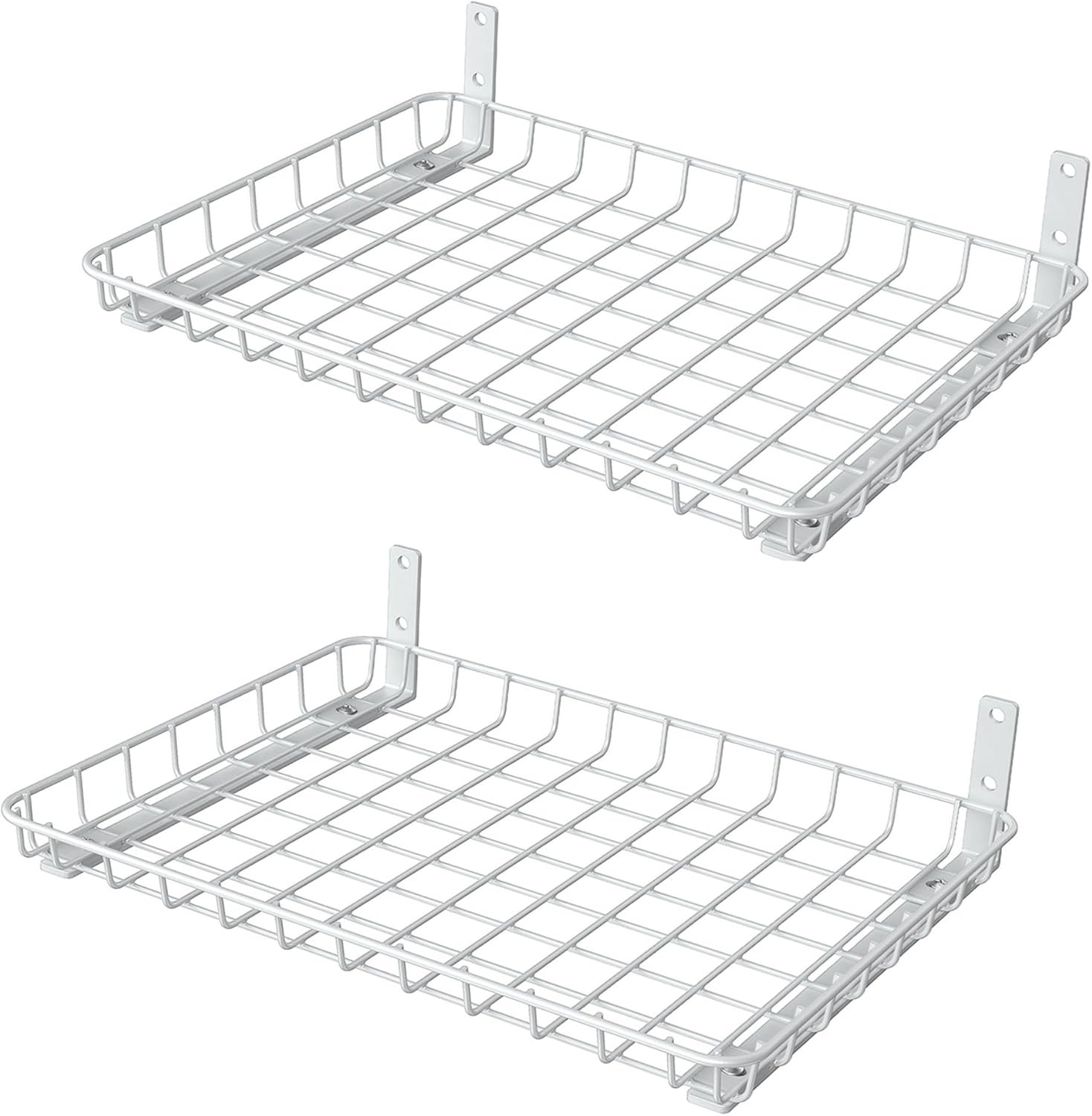 WALMANN Wall Shelves, 12 * 18 inch Wall-Mounted Storage Shelves for Garage, Closet, Laundry Room, Heavy Duty Wall Shelving, Holds Up to 60 lbs(Pack of 2, White)