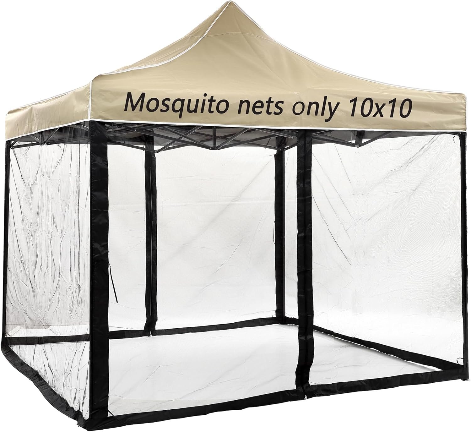 10×10 Replacement Mosquito Netting for Pop-Up Canopy Tent, Sidewall Screen with Zipper Universal Black