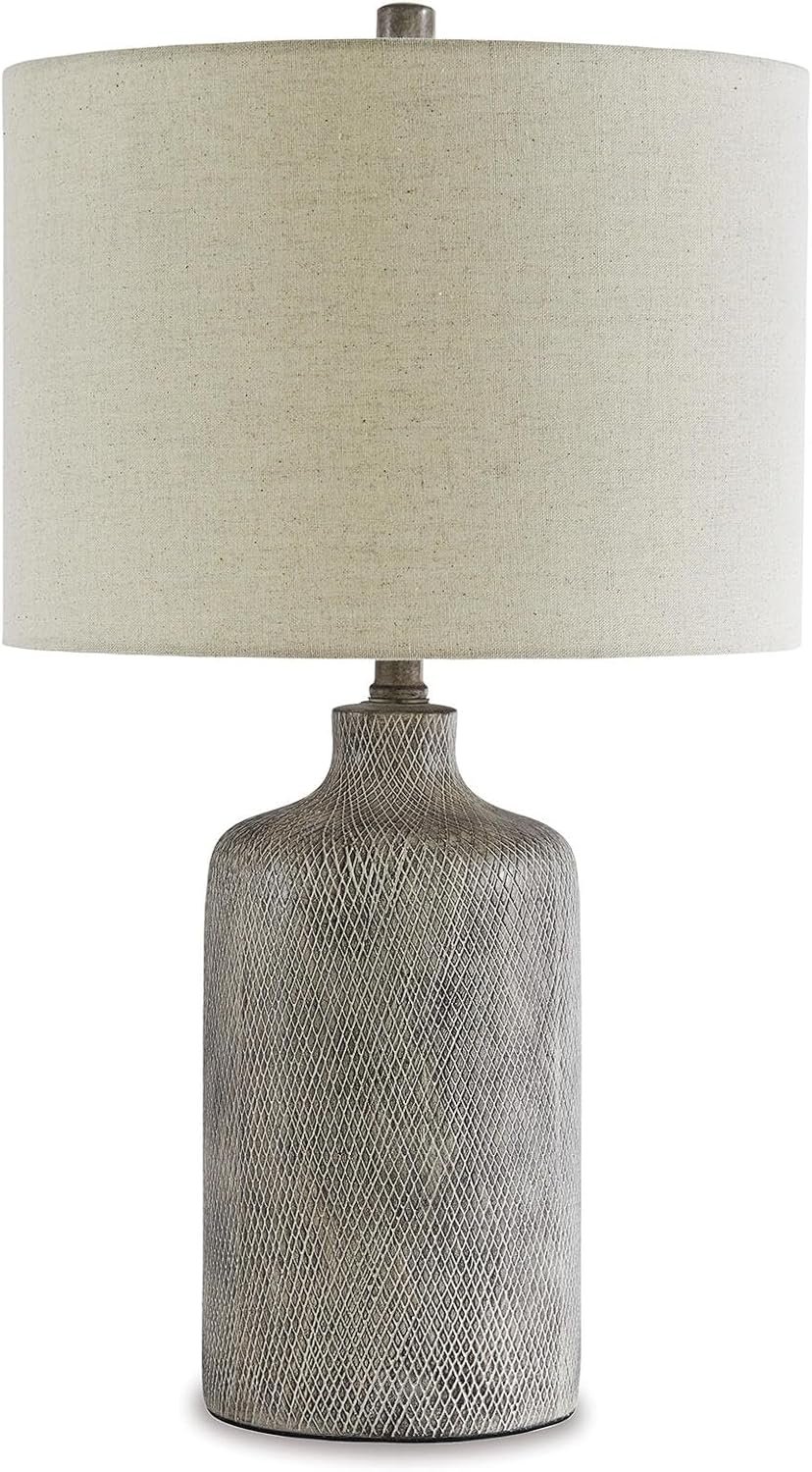 Signature Design by Ashley Linus Modern 25″ Ceramic Table Lamp, Natural Stone Finish