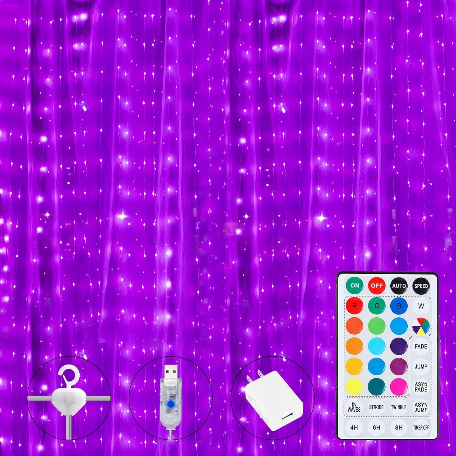 16 Colors Changing Curtain Lights – 250 LED 9.8 X 8.8 FT Fairy String, 7 Modes Twinkle with Remote, Backdrop Wall Hanging Dripping for Bedroom Backyard Halloween Christmas Decor