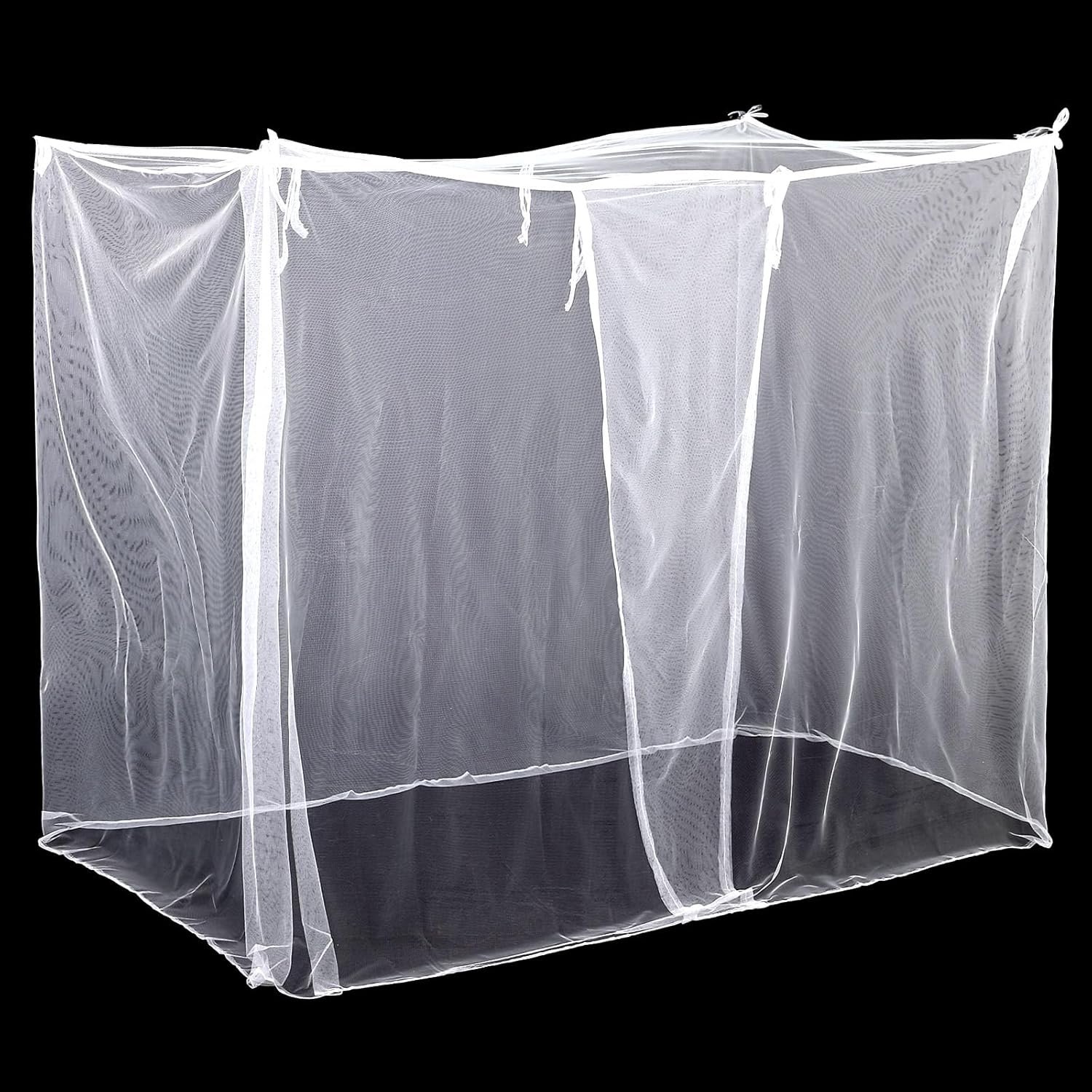 Mindsoft 4 Corners Mosquito Net for Mosquiteros para Camas Bed Canopies Netting Bed Drapes Rectangular Mosquito Mesh for Camping Home Outdoor Travel (White,L75 X W35.5 X H60 Inch,1 Opening)