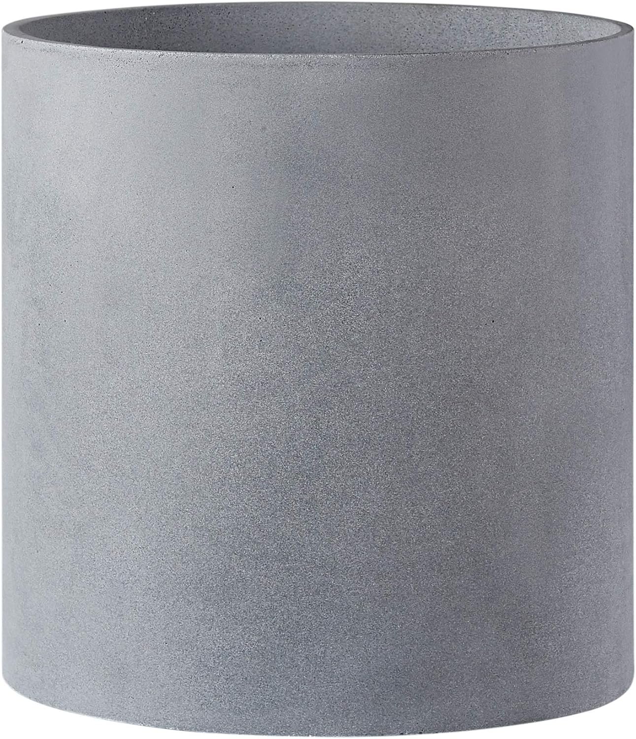 FaithLand 12 Inch Fiberstone Planter – Lightweight Modern Cylinder Plant Pot with Drainage Hole & Plug, Authentic Concrete Look, Gray