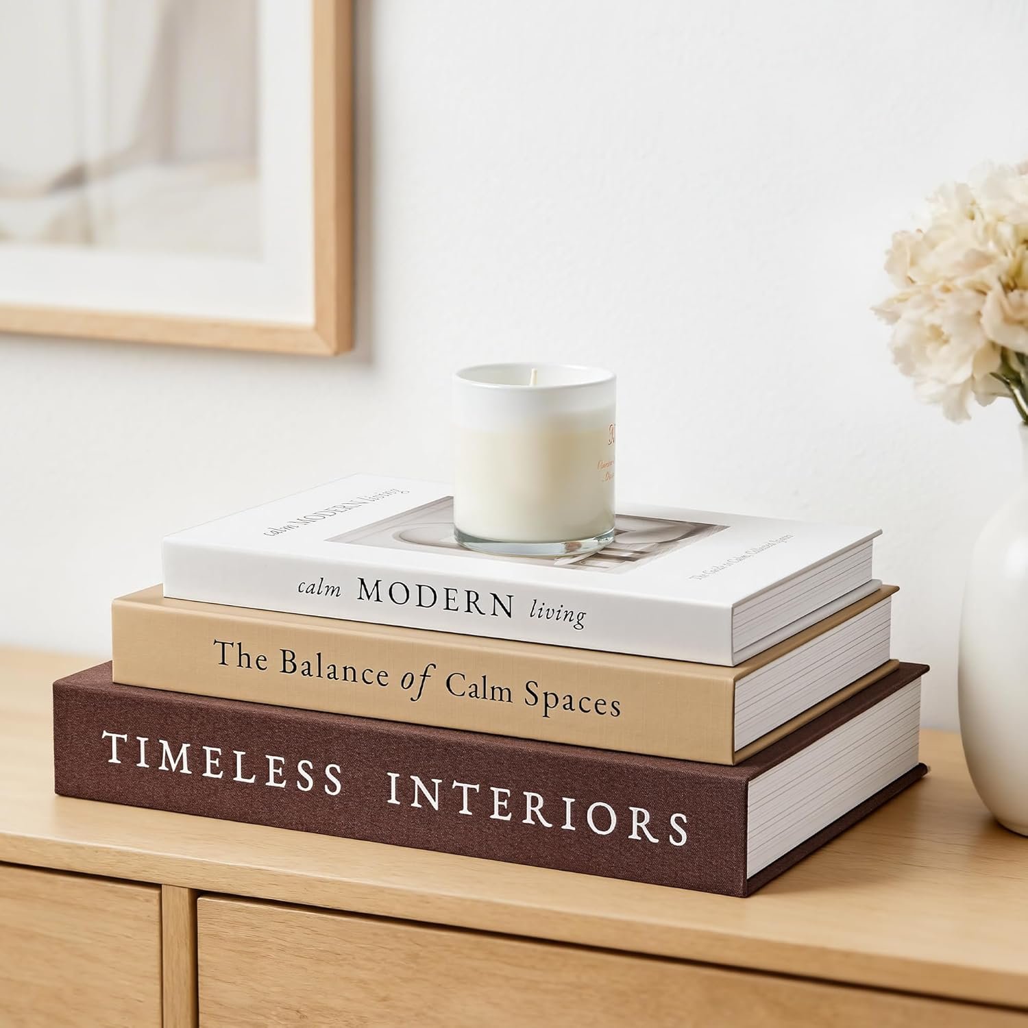 JARLINK Beautiful Decorative Books, Set of 3 Stackable Fake Books for Coffee Table, Shelf & Mantel Decor – Modern Home Decoration with Hidden Storage for Photos, Keepsakes & Living Room Styling, Brown