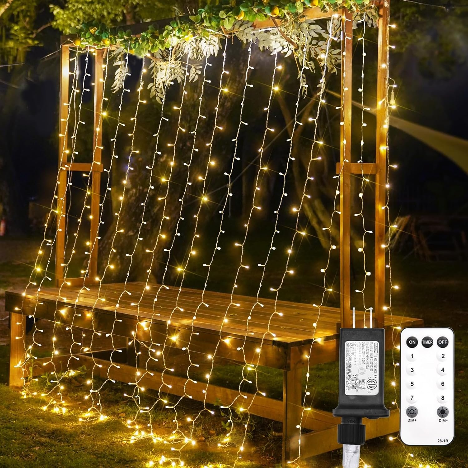 suddus Curtain Lights for Bedroom, 300 Led 9.8×9.8ft Curtain Lights for Backdrop, Curtain String Lights for Christmas, Dorm, Wall, Backdrop, Window, Wedding, Party, Birthday, Warm White（Plug in）