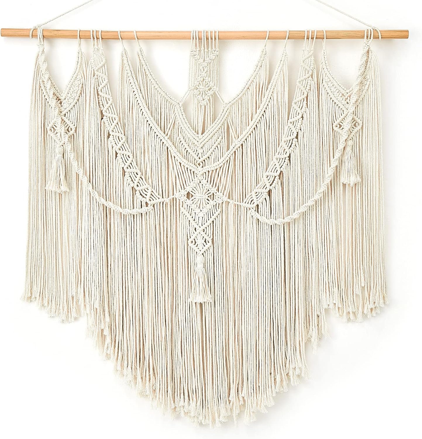 Mkono Macrame Wall Hanging Boho Home Decor Chic Woven Decoration for Bedroom Living Room Apartment Dorm Gallery Perfect Handmade Christmas Gift Ideas, 1 Pack, Large Size, 36″x35″