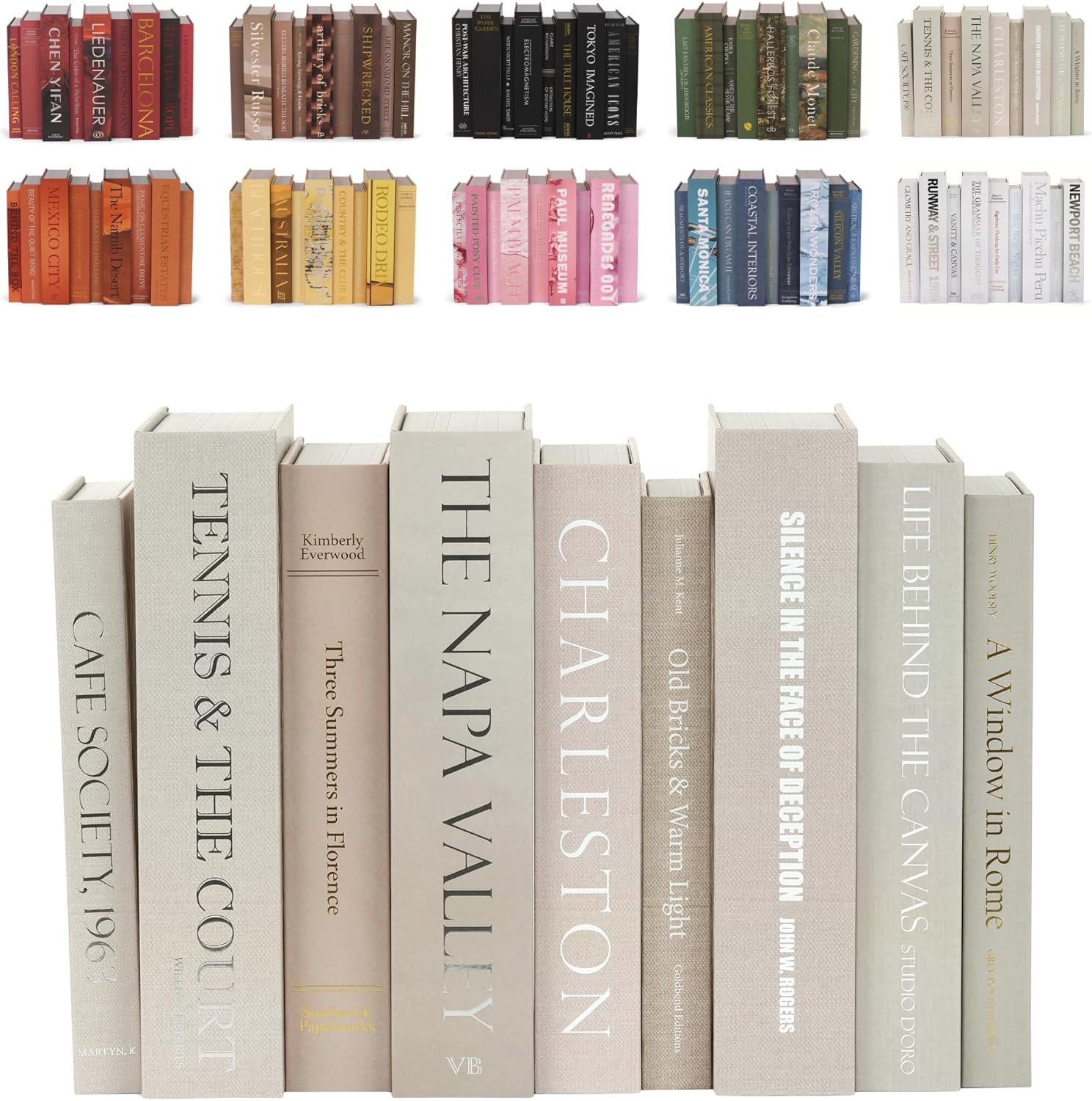 9 Faux Books Neutral – Decorative Box with Hidden Storage, Neutral Home Accessory, Bookshelf Accent, Coffee Table Book, Home Staging Accessory, Paper Wrapped Books