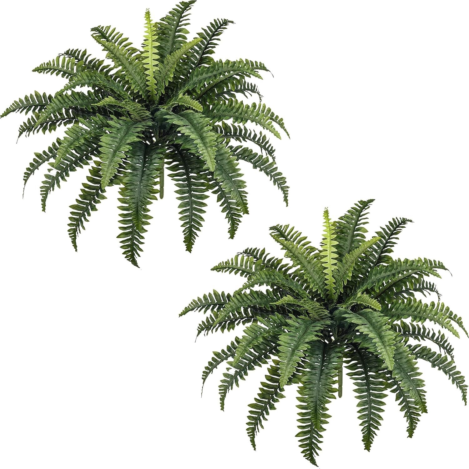 FOREST PRINCE 35″ Ferns Artificial Bush Plants Large, 2 Artificial Boston Ferns with 39 Fronds for Outdoors Home Decor