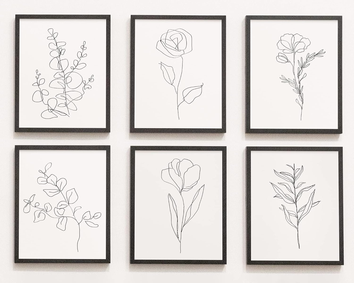 Tuyashua Hand Drawn Minimalist Flowers Wall Art Prints Set of 6 (8×10inch), Modern Bedroom Living Room Wall Decor Floral Plant Wall Art Prints Black and White Line Art Wall Decor, (UNFRAMED) ZSH013