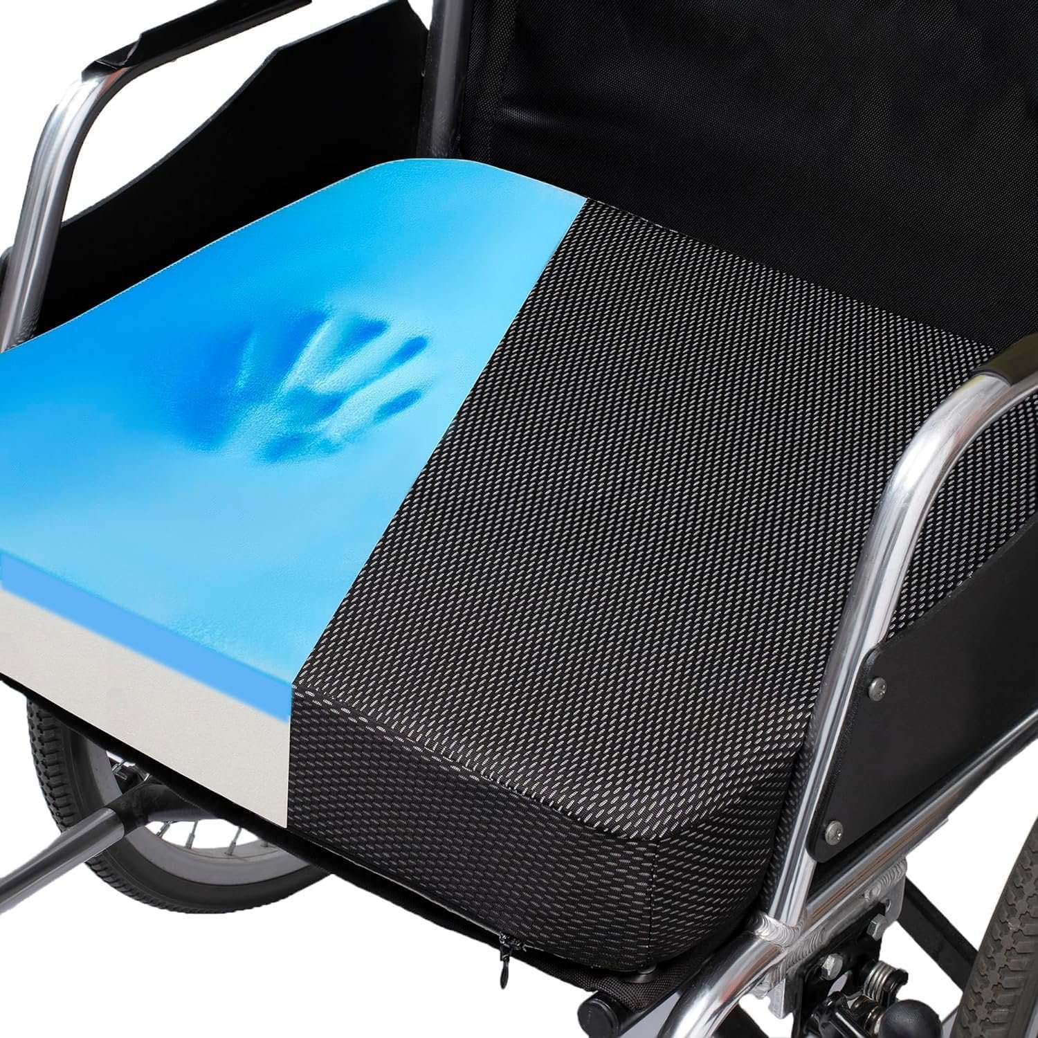 Ifoam Gel Infused Memory Foam Layer Wheelchair Cushion – Seat Cushion for Wheelchair-Office Chair, Kitchen Chair-Pressure Sore and Tailbone Pain Relief-High Dense Polyfoam Base (Black, 18×16×3 inch)