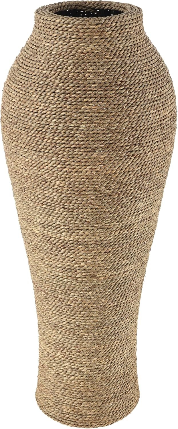 Deco 79 Seagrass Handmade Decorative Vase Tall Wrapped Centerpiece Vase, Vase for Home Decoration 12″ x 12″ x 31″, Brown