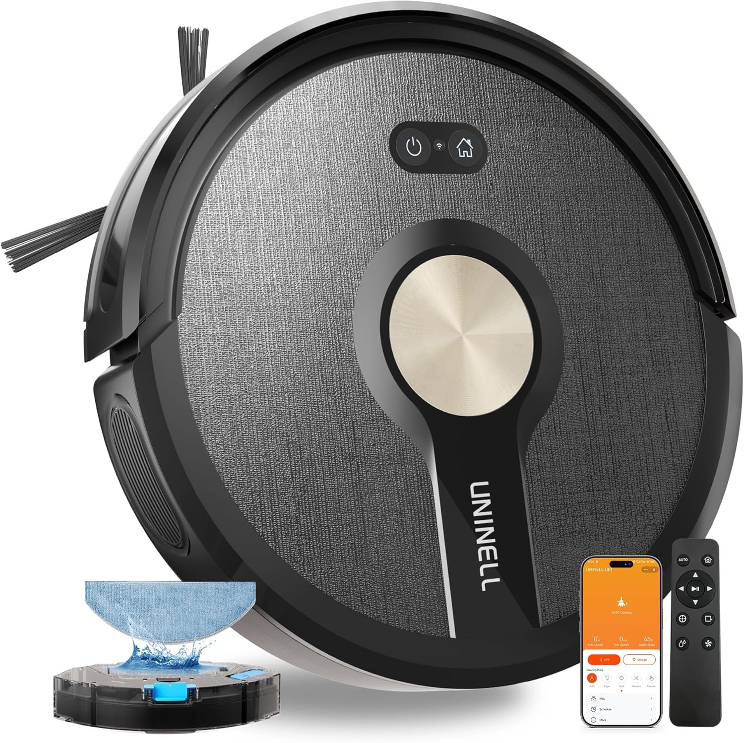 Robot Vacuum and Mop Combo 5000Pa Robotic Vacuum Cleaner (Black)