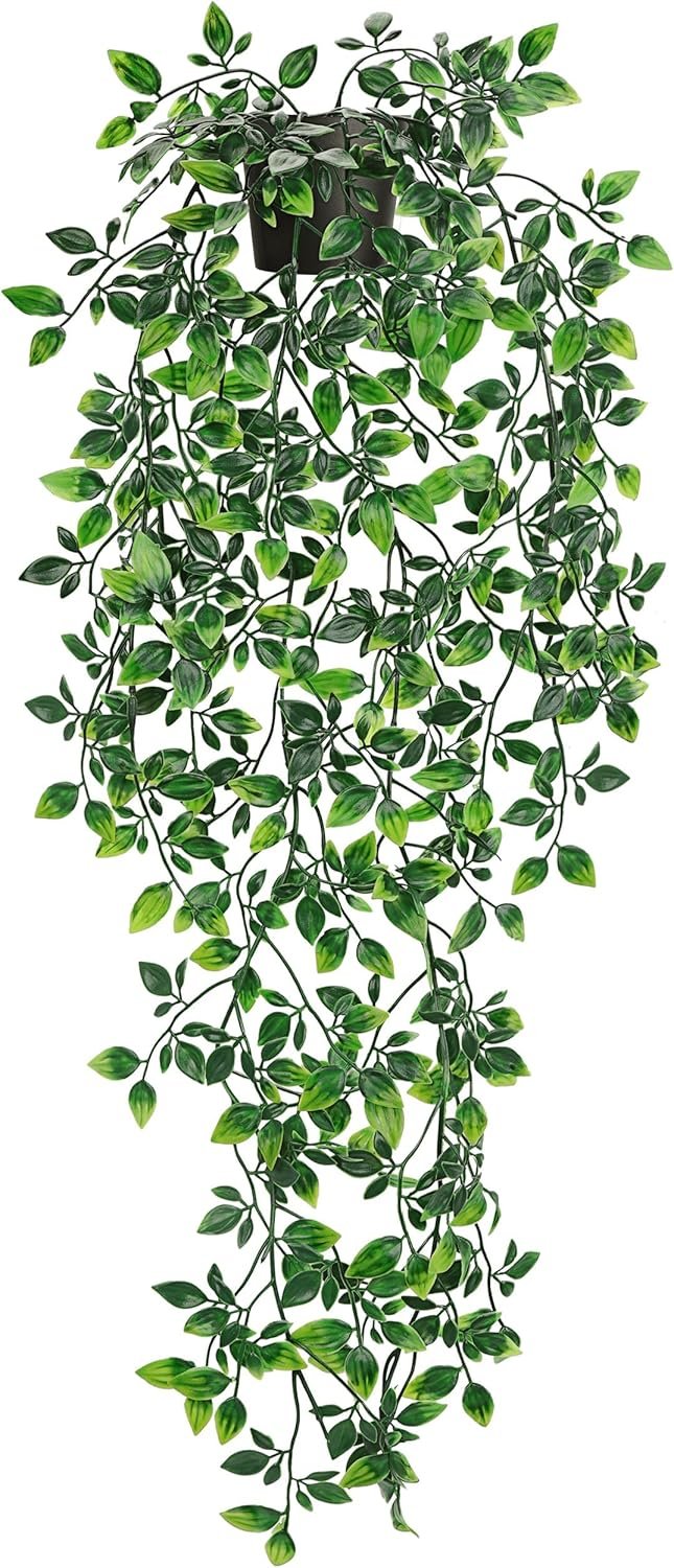 Der Rose 34” Fake Plants Hanging Artificial Potted Plants Indoor and Outdoor for Home Bathroom Wall Shelf Office Decor (1Pack)