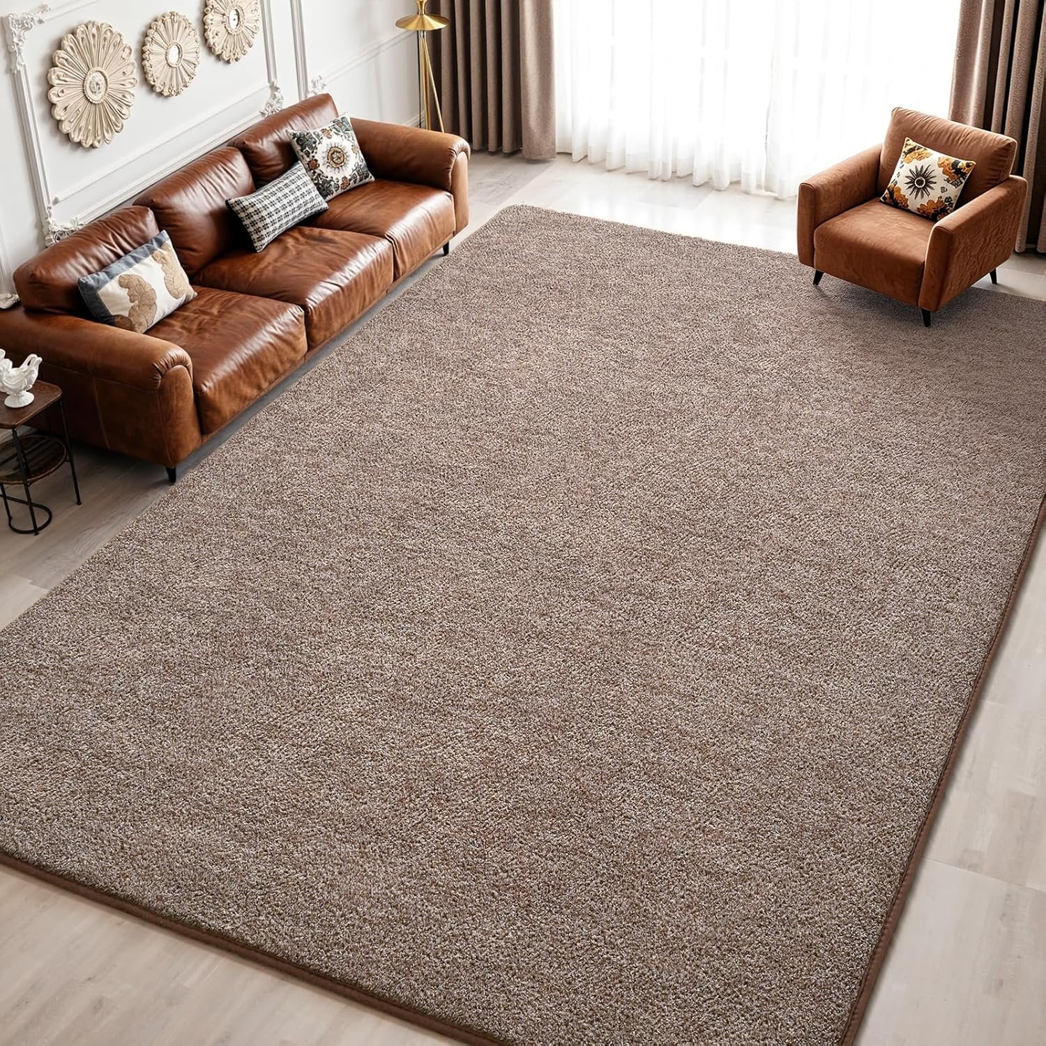 Keeko 4×6 Area Rugs for Living Room, Soft Modern Memory Foam Bedroom Rug Washable Indoor Rug Low Pile Minimalist Non Slip Carpet for Kids Nursery Dorm Room Home Decor Brown and White