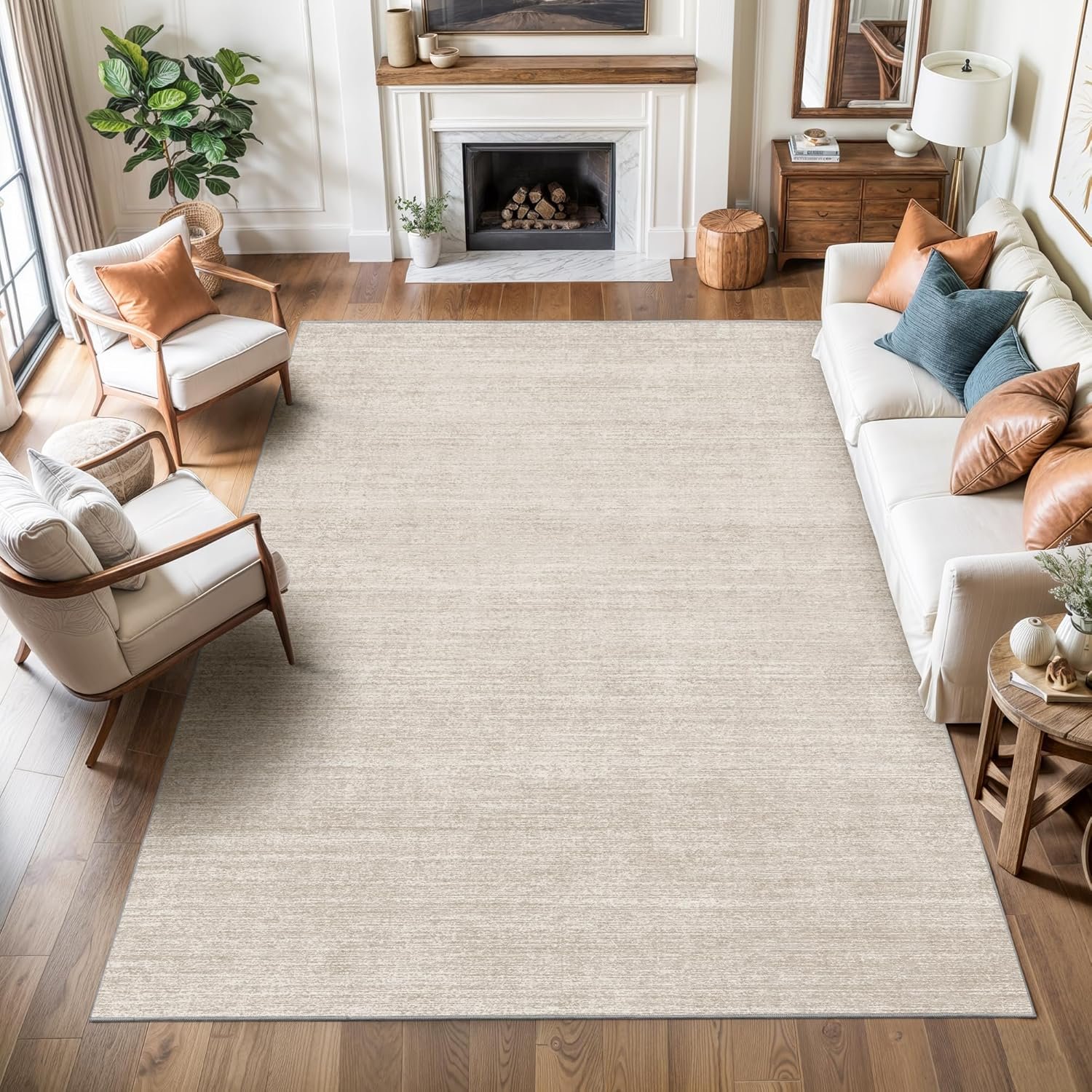 Valenrug Washable Rugs 4×6 – Stain Resistant 4×6 Area Rugs for Living Room, Non Slip Backing Printed Rugs for Bedroom, Folable Machine Washable Area Rug(4’x6′, Beige)