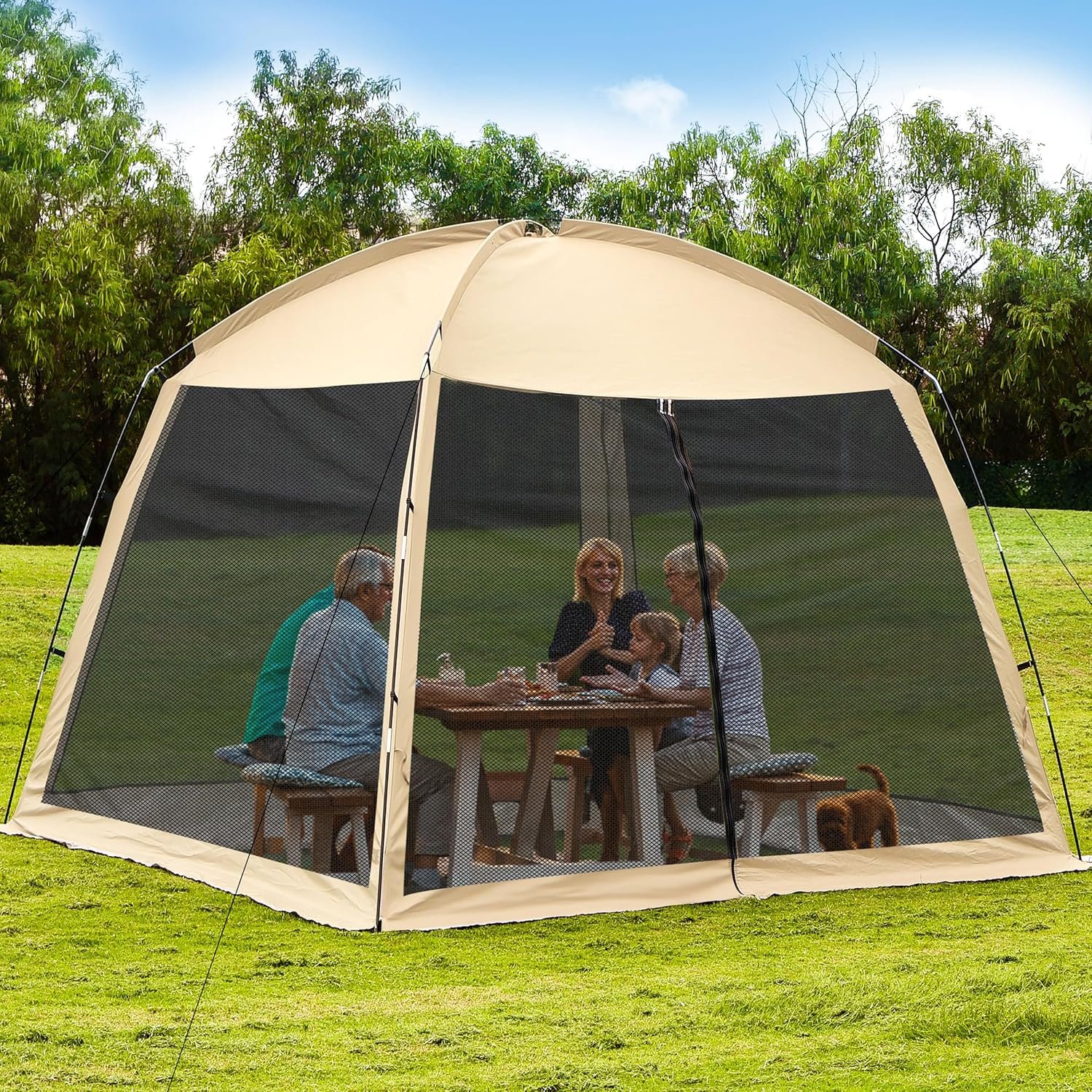 Camping Screen Tent – Portable Screen Canopy 8-10 Person&Instant UV Resistant Sun Shelter,Easy to Set Up&Mosquito Net Tent&Waterproof,Suitable for Family Camping Trip,Backyard,Picnic