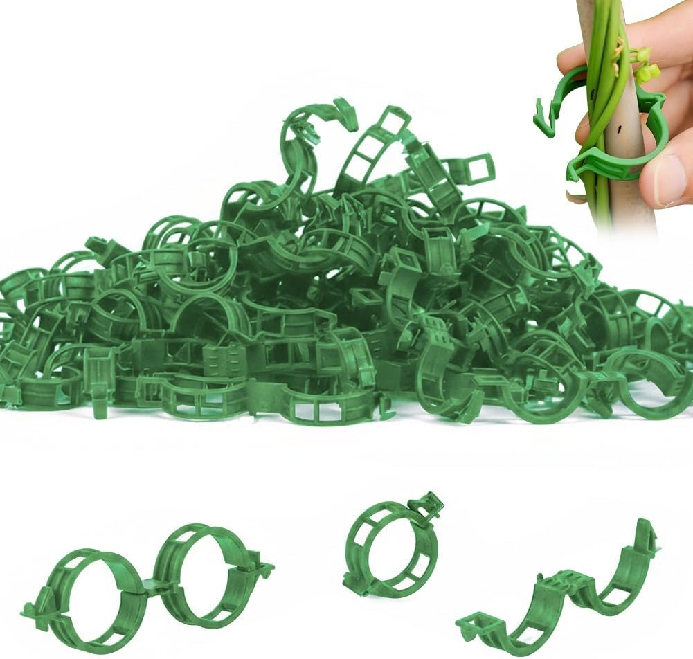 100PCS Plant Support Clips, Plastic Clips for Securing Plants, Plant Fixing Clips for Tomato Vine, Reusable Garden Clips for Climbing Plants, Grape, Vegetable Stems (100, Green)