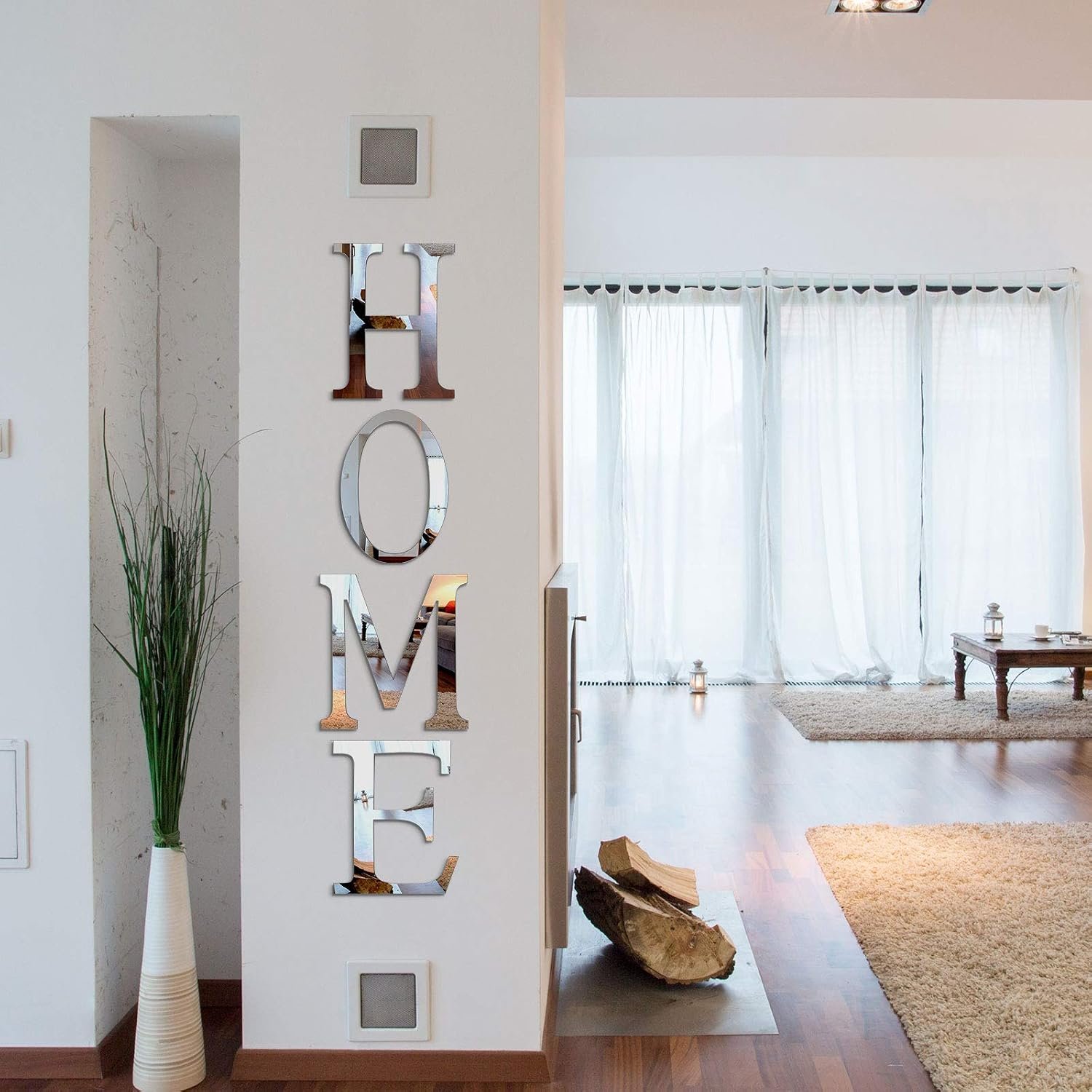 Zonon 3D Home Wall Decor Letter Sign Acrylic Mirror Wall Decor Stickers Family Farmhouse Decals for Home Room Bedroom Mirror Decoration 47x 11.8 Inch(Silver)